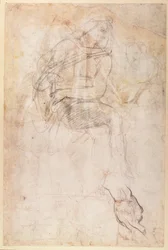 Tanulmány a Sixtus-kápolnában a Perzsa Szibilla fölötti ignudikhoz, 1508-12 (hátoldal)